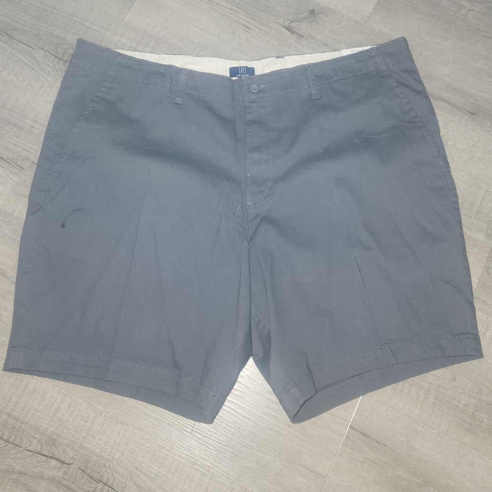 George Mens Chino Shorts Size 44 Dark Gray‎ Flat Front Cotton Blend Casual